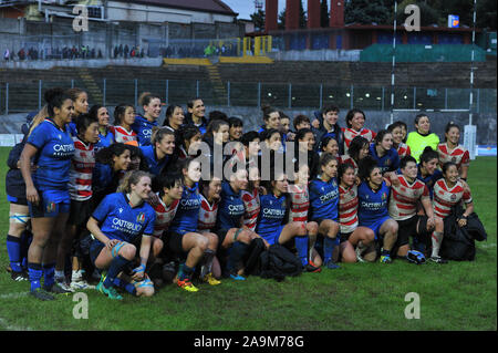 LÃ'Â'Aquila, Italien. 16 Nov, 2019. le formazioni nach La partitaduring Test Match - Italien Frauen vs Japan, Italienisch Rugby Nationalmannschaft in LÃ'Â'Aquila, Italien, 16. November 2019 - LPS/Lorenzo Di Cola Credit: Lorenzo di Cola/LPS/ZUMA Draht/Alamy leben Nachrichten Stockfoto