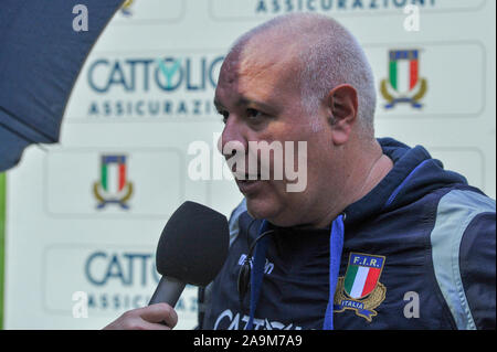 LÃ'Â'Aquila, Italien. 16 Nov, 2019. l'allenatore Italiens Andrea für giandomenicoduring Test Match - Italien Frauen vs Japan, Italienisch Rugby Nationalmannschaft in LÃ'Â'Aquila, Italien, 16. November 2019 - LPS/Lorenzo Di Cola Credit: Lorenzo di Cola/LPS/ZUMA Draht/Alamy leben Nachrichten Stockfoto