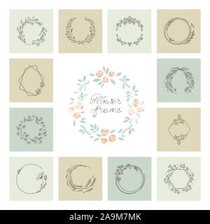 Vektor einrichten der verschiedenen floralen frames Ideal für Dekoration, Dekoration. Stock Vektor