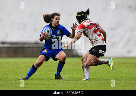 LÃ'Â'Aquila, Italien. 16 Nov, 2019. Italien in actionduring Test Match - Italien Frauen vs Japan, Italienisch Rugby Nationalmannschaft in LÃ'Â'Aquila, Italien, 16. November 2019 - LPS/Lorenzo Di Cola Credit: Lorenzo di Cola/LPS/ZUMA Draht/Alamy leben Nachrichten Stockfoto