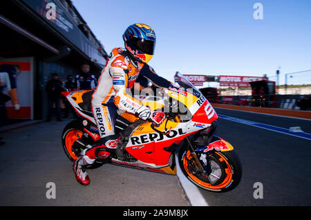 16. November 2019; Circuit Ricardo Tormo, Valencia, Spanien, Valencia MotoGP, qualifizierender Tag; Jorge Lorenzo der Repsol Honda MotoGP Team verlässt die Garage im freien Training Credit: Pablo Guillen/Alamy leben Nachrichten Stockfoto