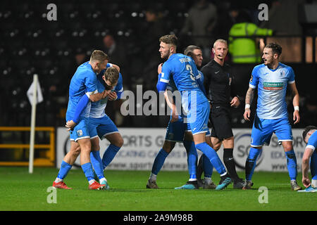 Nottingham, UK. 16. Nov 2019. Jack Hindle (7) von Barrow AFC feiert, nachdem er ein Ziel zu machen es 0-3 während der Vanarama nationalen Liga Match zwischen Notts County und Barrow am Meadow Lane, Nottingham am Samstag, den 16. November 2019. (Credit: Jon Hobley | MI Nachrichten) Editorial nur mit der Credit: MI Nachrichten & Sport/Alamy leben Nachrichten Stockfoto