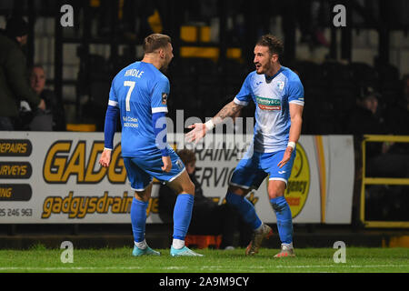 Nottingham, UK. 16. Nov 2019. Jack Hindle (7) von Barrow AFC feiert, nachdem er ein Ziel zu machen es 0-3 während der Vanarama nationalen Liga Match zwischen Notts County und Barrow am Meadow Lane, Nottingham am Samstag, den 16. November 2019. (Credit: Jon Hobley | MI Nachrichten) Editorial nur mit der Credit: MI Nachrichten & Sport/Alamy leben Nachrichten Stockfoto