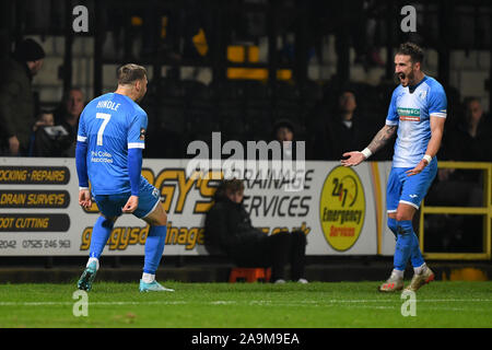 Nottingham, UK. 16. Nov 2019. Jack Hindle (7) von Barrow AFC feiert, nachdem er ein Ziel zu machen es 0-3 während der Vanarama nationalen Liga Match zwischen Notts County und Barrow am Meadow Lane, Nottingham am Samstag, den 16. November 2019. (Credit: Jon Hobley | MI Nachrichten) Editorial nur mit der Credit: MI Nachrichten & Sport/Alamy leben Nachrichten Stockfoto