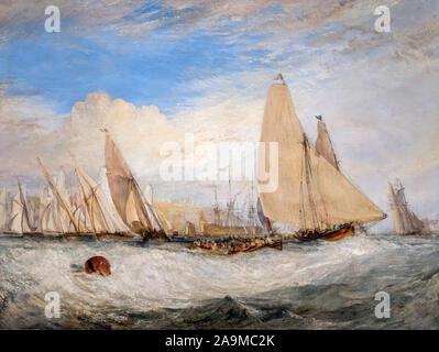 East Cowes Castle, der Sitz von J.Nash, Esq., die Regatta zu schlagen in Luv von JMW Turner (1775-1851), Öl auf Leinwand, 1828 Stockfoto
