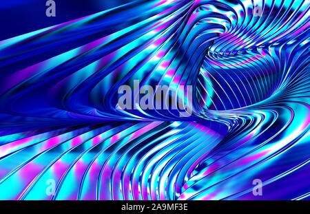 Abstrakte futuristischen Metall Hintergrund. Unreal Formen aus Irisierendem Streifen. 3D-Darstellung. Stockfoto