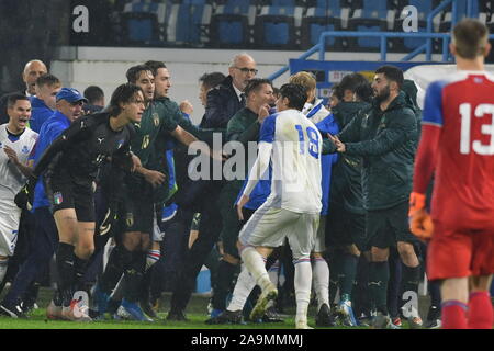 Ferrara, Italien, 16. November 2019, parapiglia finale während der Europäischen 2021 Qualifier - Gruppe 1 - Italien vs Insel - italienische Fußballmannschaft - Credit: LPS/Alessio Tarpini/Alamy leben Nachrichten Stockfoto