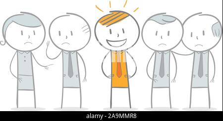 Doodle Strichmännchen: Überzeugte Geschäftsmann auf der Masse Stock Vektor
