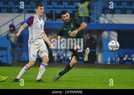 Ferrara, Italien. 16 Nov, 2019. gol Cutrone 3-0 Italyduring Europäischen 2021 Qualifier - Gruppe 1 - Italien vs Insel, italienischen Fußball-Team in Ferrara, Italien, 16. November 2019 - LPS/Alessio Tarpini Credit: Alessio Tarpini/LPS/ZUMA Draht/Alamy leben Nachrichten Stockfoto