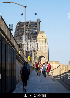 Überqueren Sie die Sydney Harbour Bridge zu Fuß Stockfoto