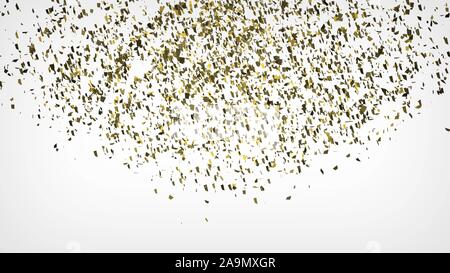 Gold Konfetti Explosion. Urlaub oder Partei Hintergrund. 3D-Darstellung. Stockfoto