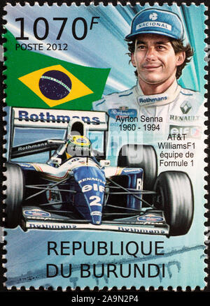 Brasilianische Fahrer Ayrton Senna auf Briefmarke Stockfoto