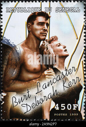 Burt Lancaster und Deborah Kerr auf Briefmarke Stockfoto