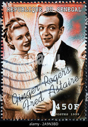 Fred Astaire und Ginger Rogers auf Briefmarke Stockfoto