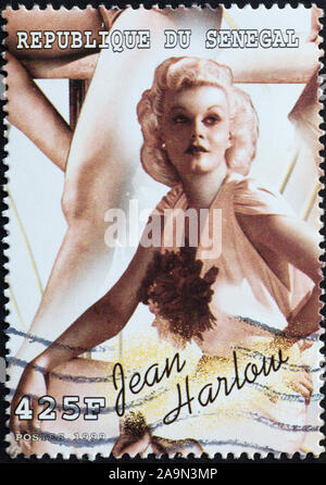 Jean Harlow auf Briefmarke Stockfoto