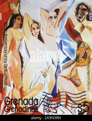 Les Demoiselles d'Avignon von Picasso auf Briefmarke von Grenada Stockfoto