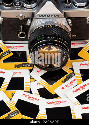 Kodachrome-dias, die Art und Weise der Aufnahme verwendet werden. Stockfoto