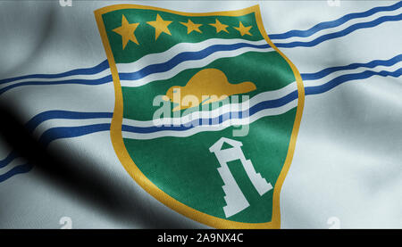 3D-winken Kanada Flagge von Surrey Detailansicht Stockfoto