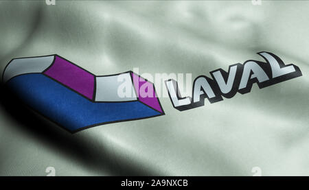 3D-winken Kanada Flagge von Laval Detailansicht Stockfoto