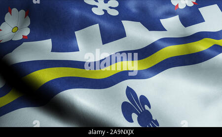 3D-winken Kanada Flagge von Coquitlam Detailansicht Stockfoto