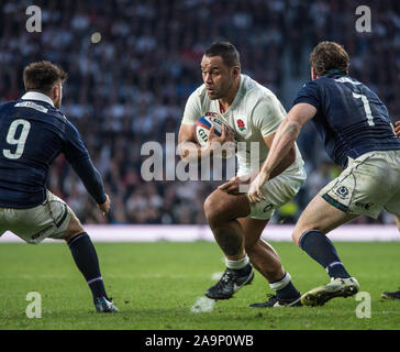 Twickenham, Vereinigtes Königreich. Billy VUNIPOLA, bricht auf der Rückseite des scrum anzugreifen, die Schottland versuchen. während der sechs Nationen International Rugby, Calcutta Cup Spiel, England gegen Schottland, RFU-Stadion, Twickenham, England, Samstag, 11.03.2017. [Pflichtfeld Kredit; Peter Spurrier/Intersport - Bilder] Stockfoto