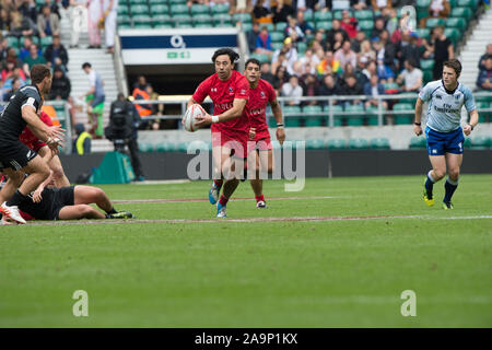 Twickenham, Surrey, Vereinigtes Königreich. Kanadier, Natham HIRAYAMA, in Aktion während der Pool C Match, Kanada vs Neuseeland an der '2017 HSBC London Rugby Sevens", Samstag 20/05/2017 RFU. Twickenham Stadium, England [Pflichtfeld Credit Peter SPURRIER/Intersport Bilder] Stockfoto