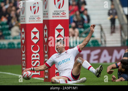 Twickenham, Surrey, Vereinigtes Königreich. Kanadier. Justin DOUGLAS, Berührungen zwischen die Pfosten, während der Pool C übereinstimmen, Kanada Japan am "2017 HSBC London Rugby Sevens", Samstag 20/05/2017 RFU-vs. Twickenham Stadium, England [Pflichtfeld Credit Peter SPURRIER/Intersport Bilder] Stockfoto