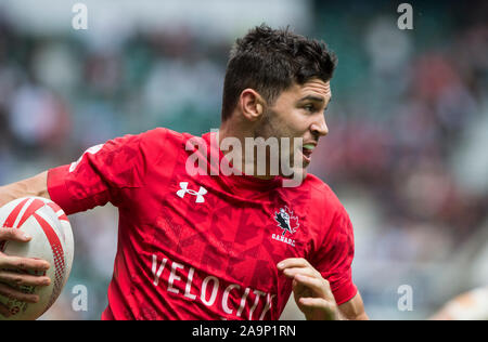 Twickenham, Surrey, Vereinigtes Königreich. Kanadier, Justin DOUGLAS, während die Schale Viertel Finale, Agentina vs Kanada, an der "2017 HSBC London Rugby Sevens", Sonntag, 21.05.2017, RFU. Twickenham Stadium, England [Pflichtfeld Credit Peter SPURRIER/Intersport Bilder] Stockfoto