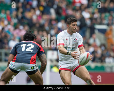 Twickenham, Surrey, Vereinigtes Königreich. Kanadier, Justi DOUGLES, während der Pool C Match, Kanada vs Japan. Während der "2017 HSBC London Rugby Sevens", Samstag 20/05/2017 RFU. Twickenham Stadium, England [Pflichtfeld Credit Peter SPURRIER/Intersport Bilder] Stockfoto