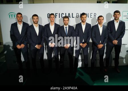 Madrid, Spanien. 16 Nov, 2019. team Fotoshooting für Davis Cup Offizielles Abendessen 2019 in Madrid am Samstag, den 16. November 2019 Credit: CORDON PRESSE/Alamy leben Nachrichten Stockfoto