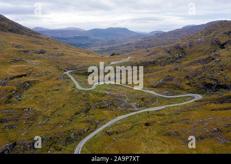 Luftaufnahme von Lücke von dunloe von drohne getroffen, Killarney, County Kerry, Irland Stockfoto