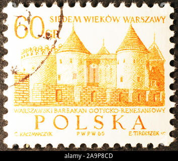 Schloss von Warschau auf alte polnische Briefmarke Stockfoto