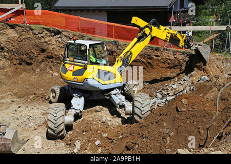 Wandern Bagger auf der Baustelle Stockfoto