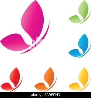 Schmetterling, Insekten, Blätter, logo Stock Vektor