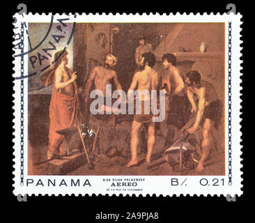 Storniert Briefmarke von Panama gedruckt, das zeigt Gemälde von Velazquez, circa 1967. Stockfoto