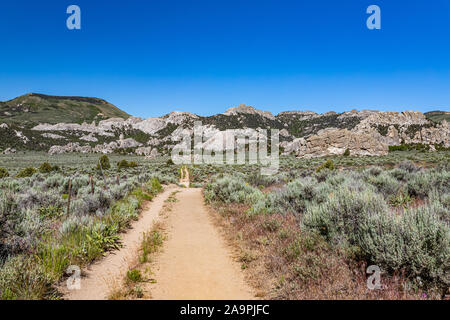 Die Stadt der Felsen in Idaho markiert die Halbzeit der California Trail und bietet heute rock Aktivitäten klettern. Stockfoto