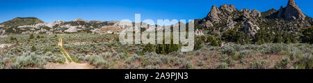 Die Stadt der Felsen in Idaho markiert die Halbzeit der California Trail und bietet heute rock Aktivitäten klettern. Stockfoto