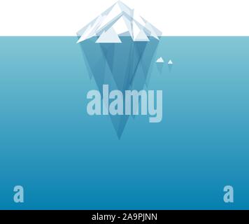 Weiß Vektor tipp Ice Mountain Vector Illustration. Eisberg im minimalistischen Stil gestaltet. Vektor Vorlage für Infografiken. Blau sauberes Wasser. Isoliert Stock Vektor