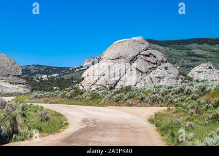 Die Stadt der Felsen in Idaho markiert die Halbzeit der California Trail und bietet heute rock Aktivitäten klettern. Stockfoto
