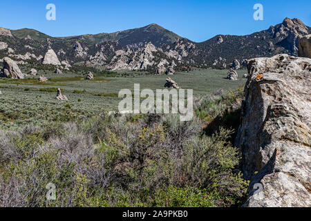 Die Stadt der Felsen in Idaho markiert die Halbzeit der California Trail und bietet heute rock Aktivitäten klettern. Stockfoto
