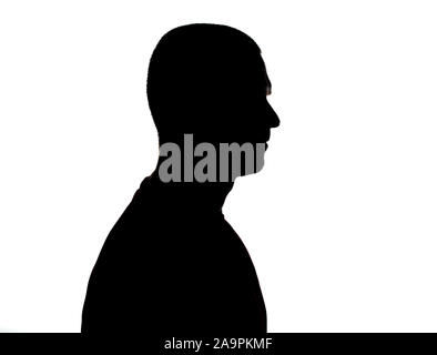 Silhouette von erwachsenen Mann Portrait im Studio Stockfoto