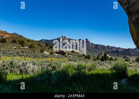 Die Stadt der Felsen in Idaho markiert die Halbzeit der California Trail und bietet heute rock Aktivitäten klettern. Stockfoto