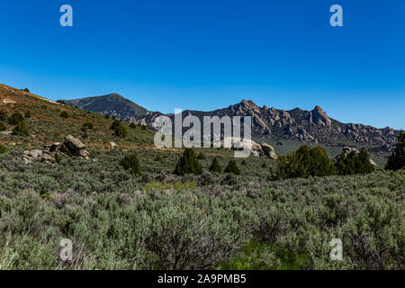 Die Stadt der Felsen in Idaho markiert die Halbzeit der California Trail und bietet heute rock Aktivitäten klettern. Stockfoto