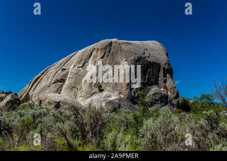 Die Stadt der Felsen in Idaho markiert die Halbzeit der California Trail und bietet heute rock Aktivitäten klettern. Stockfoto