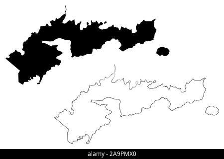 Eastern District, American Samoa (ohne eigene Rechtspersönlichkeit und unorganisiert USA, Vereinigte Staaten von Amerika) Karte Vektor-illustration, kritzeln Skizze Wir Stock Vektor