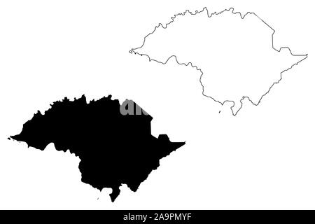 Western District, American Samoa (ohne eigene Rechtspersönlichkeit und unorganisiert USA, Vereinigte Staaten von Amerika) Karte Vektor-illustration, kritzeln Skizze Wir Stock Vektor