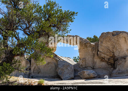 Die Stadt der Felsen in Idaho markiert die Halbzeit der California Trail und bietet heute rock Aktivitäten klettern. Stockfoto