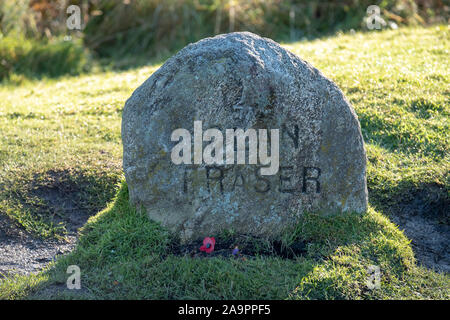 Der Clan Fraser Gedenkstein, das Schlachtfeld von Culloden und Inverness. Stockfoto