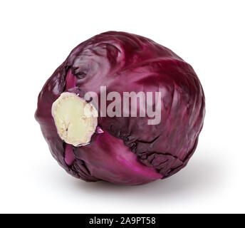 Rotkohl auf weißem Hintergrund mit Freistellungspfad isoliert Stockfoto