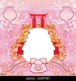 Kreative chinesisches neues Jahr 2019. Jahr des Schweins. Stockfoto